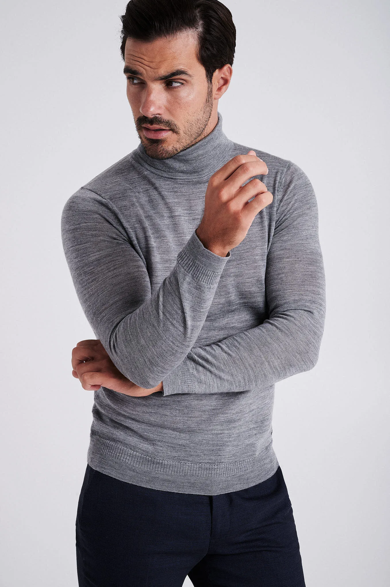 Men's extrafine merino wool turtleneck sweater