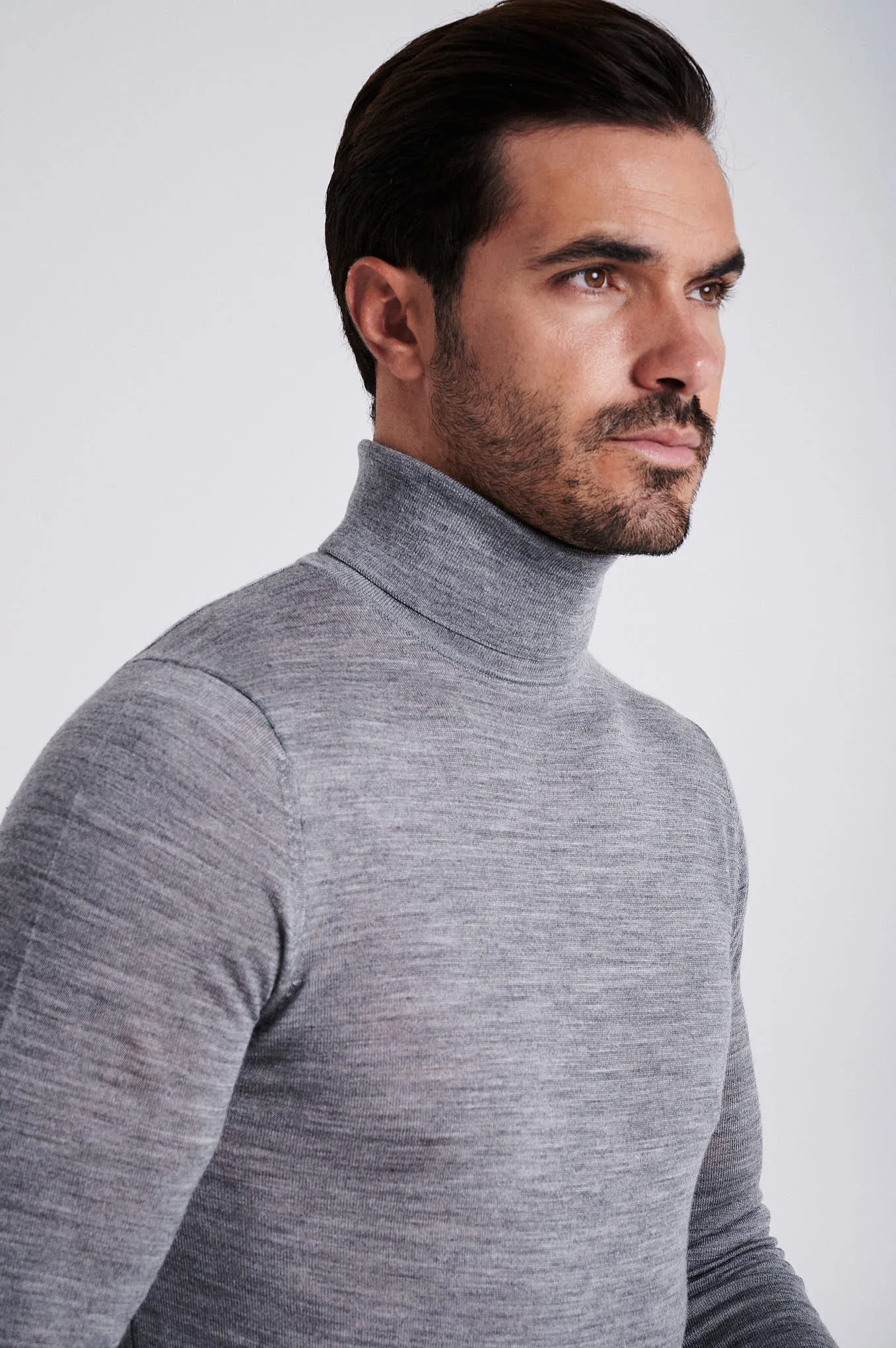 Men's extrafine merino wool turtleneck sweater