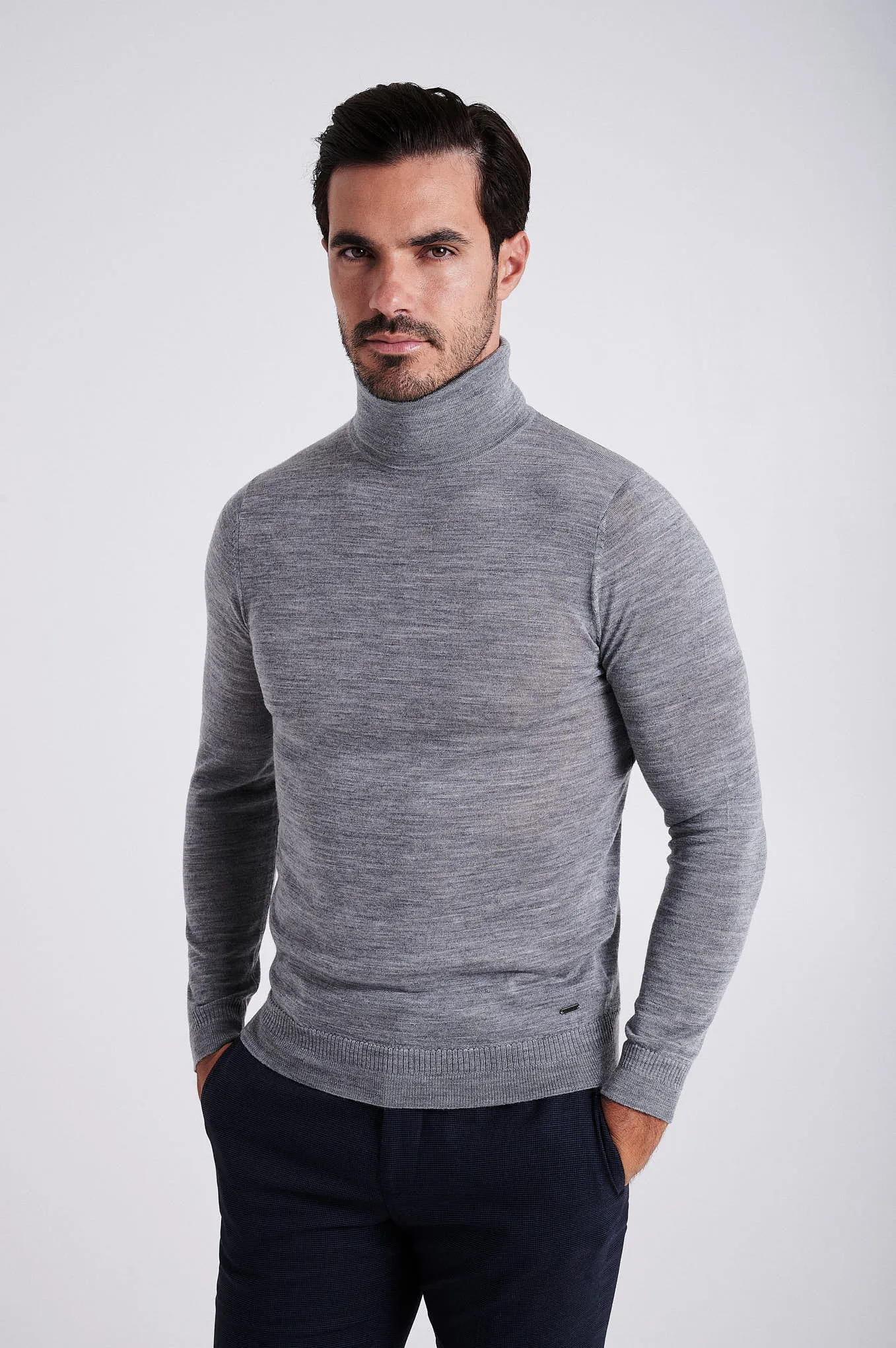 Men's extrafine merino wool turtleneck sweater