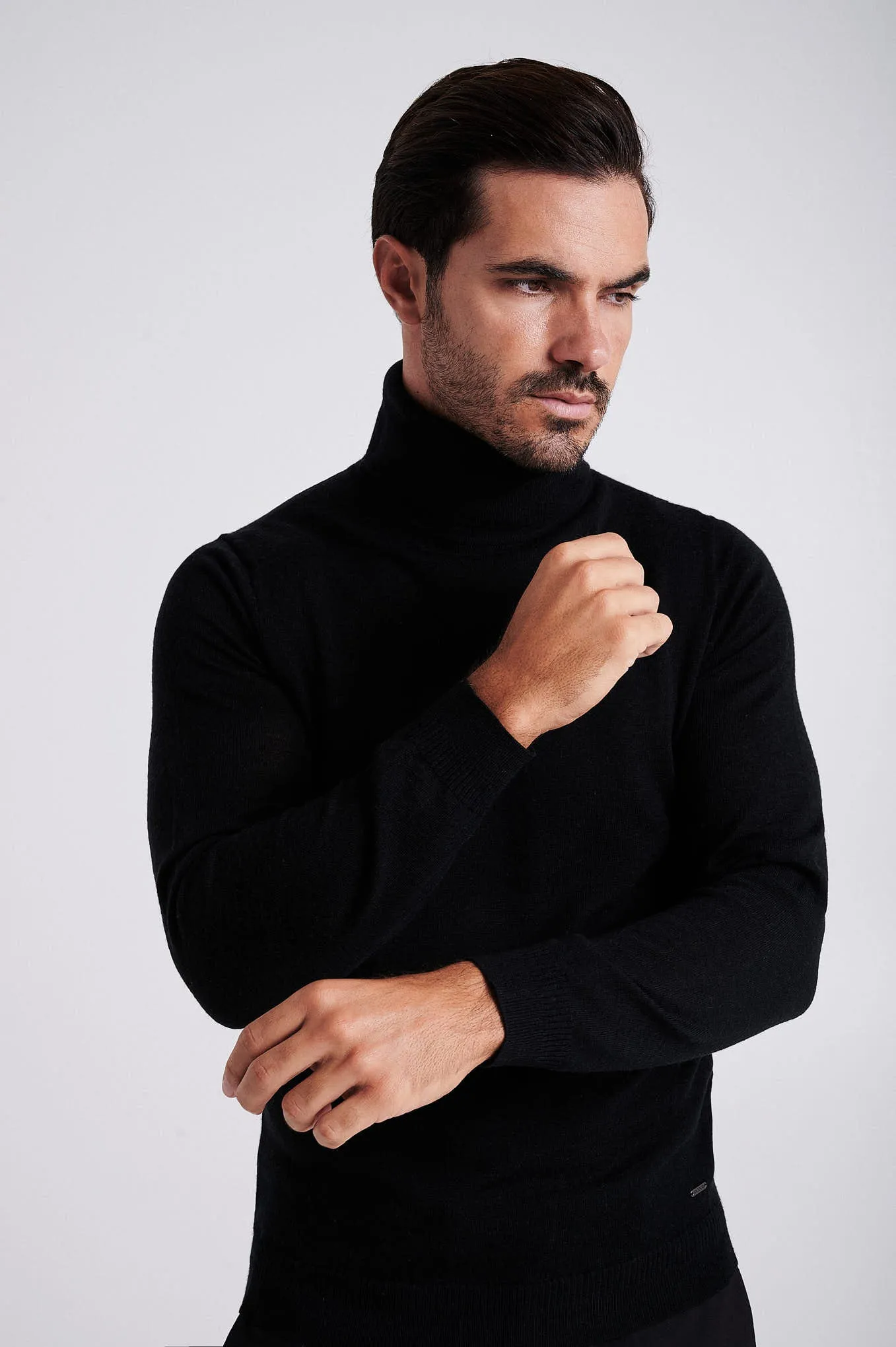 Men's extrafine merino wool turtleneck sweater