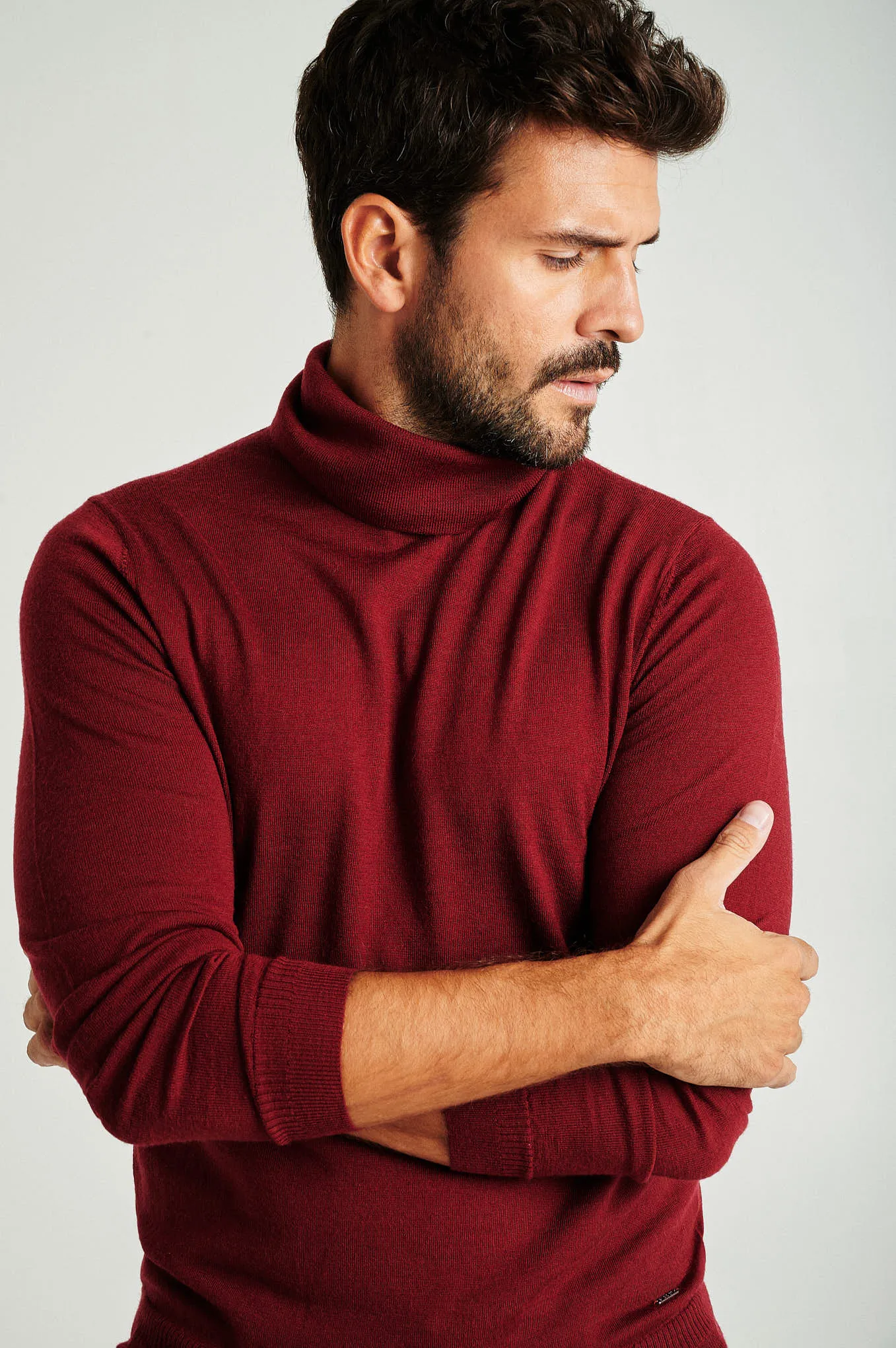 Men's extrafine merino wool turtleneck sweater