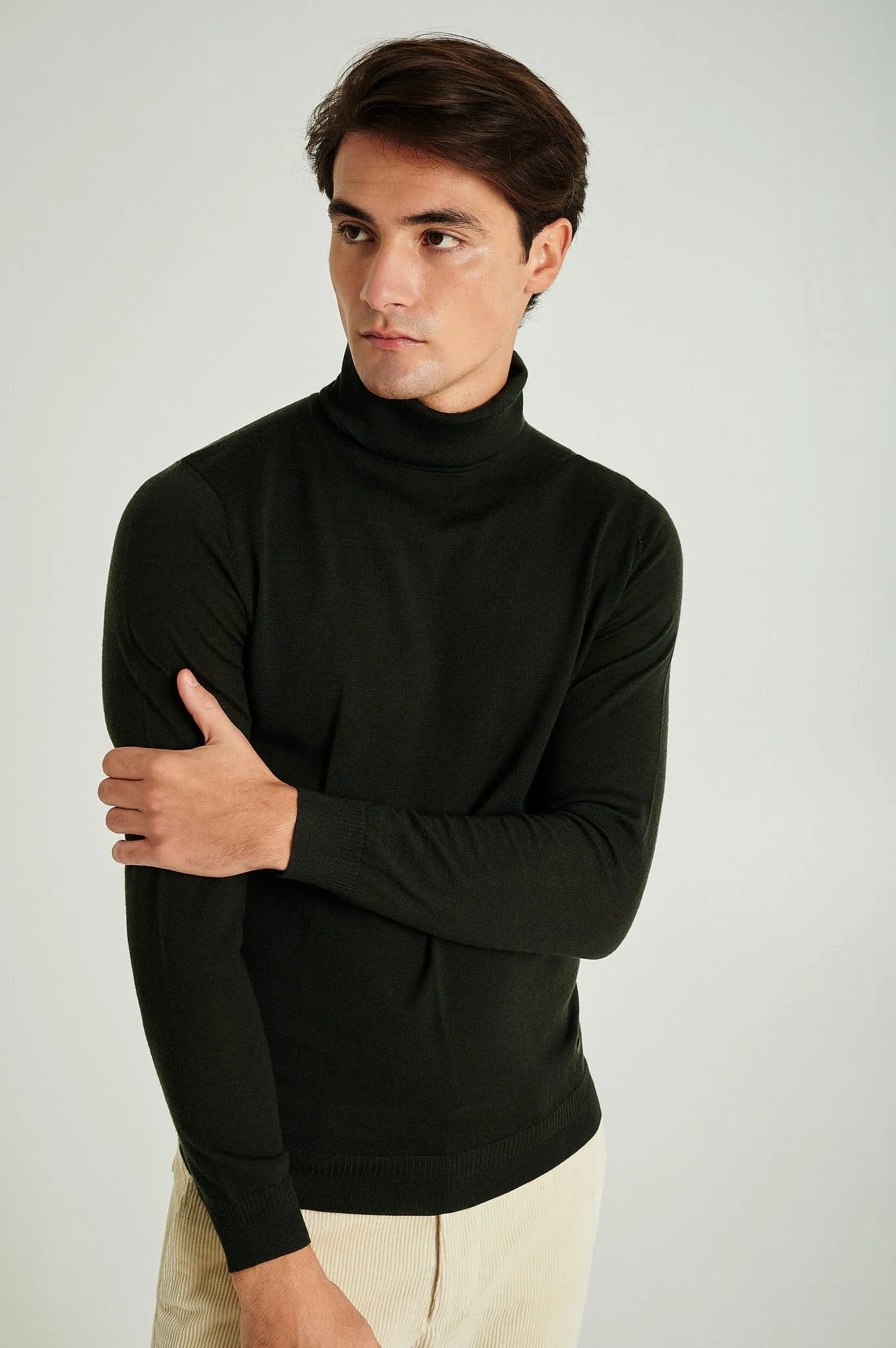 Men's extrafine merino wool turtleneck sweater