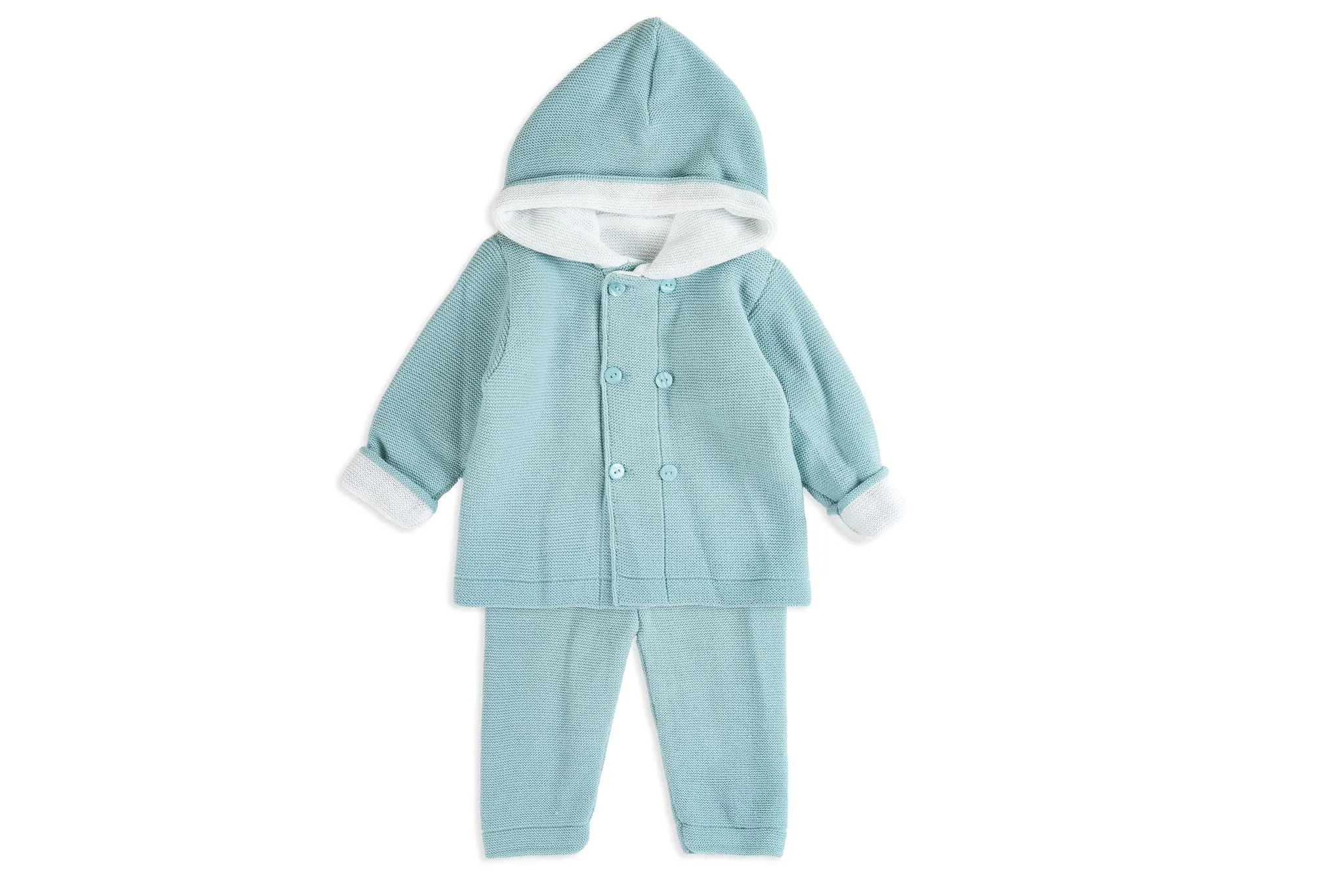 Mint Two-Piece Unisex Hooded Knit Set