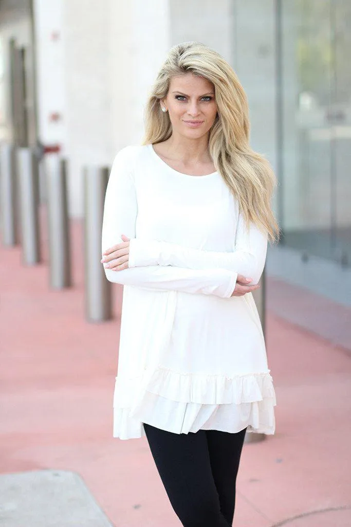 Off White Ruffled Tunic