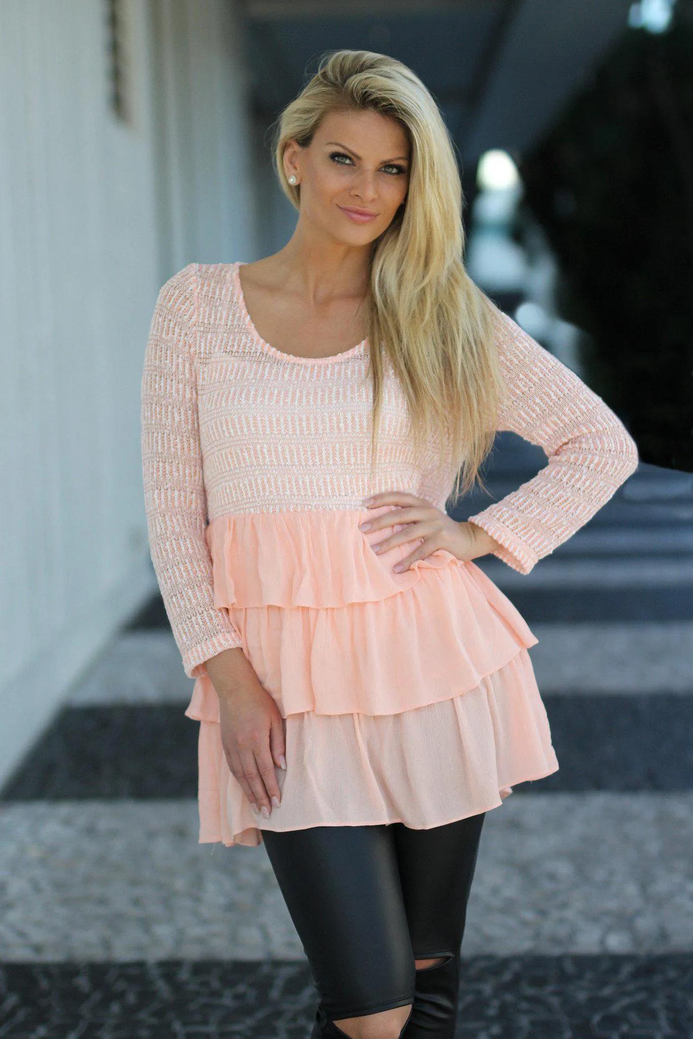 Peach Ruffled Top