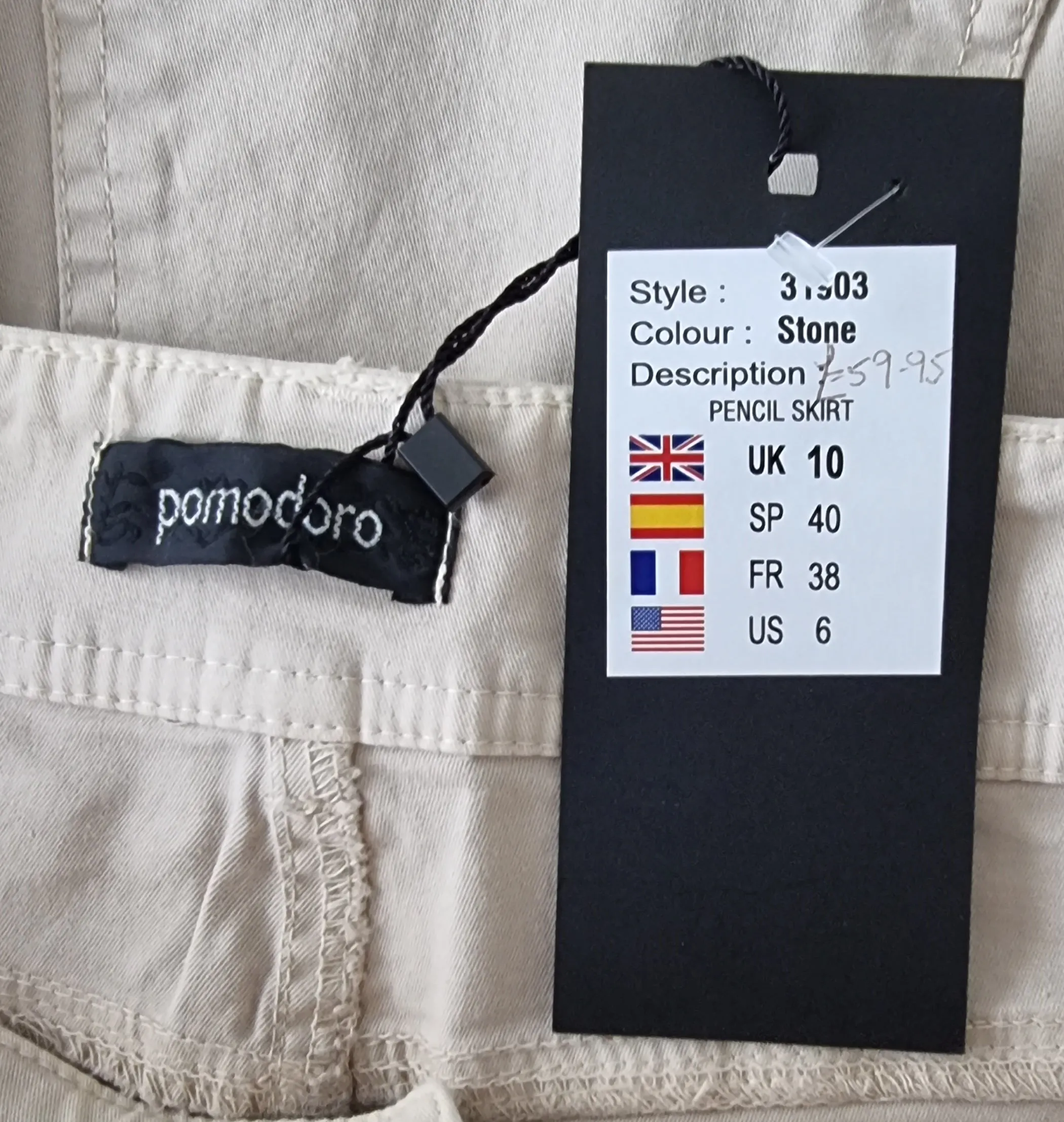 Pomodoro Womens Stone Stretch Cotton Skirt UK 10 EU 38 US 6