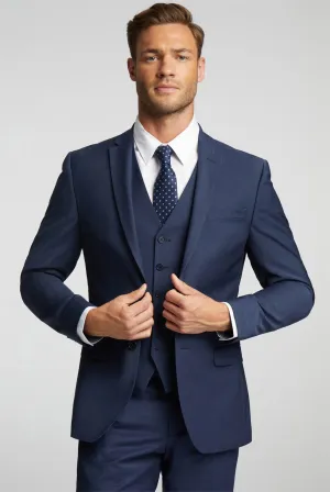 PREMIUM BLUE PANAMA SLIM SUIT JKT