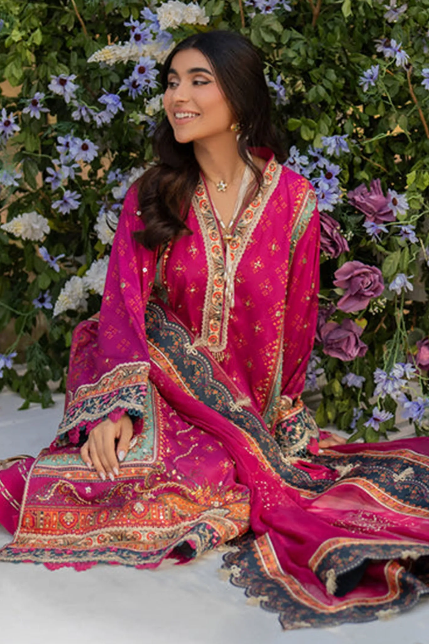 Qalamkar Unstitched 3 Piece Luxe Silk Collection'2024-UA-01-Elia