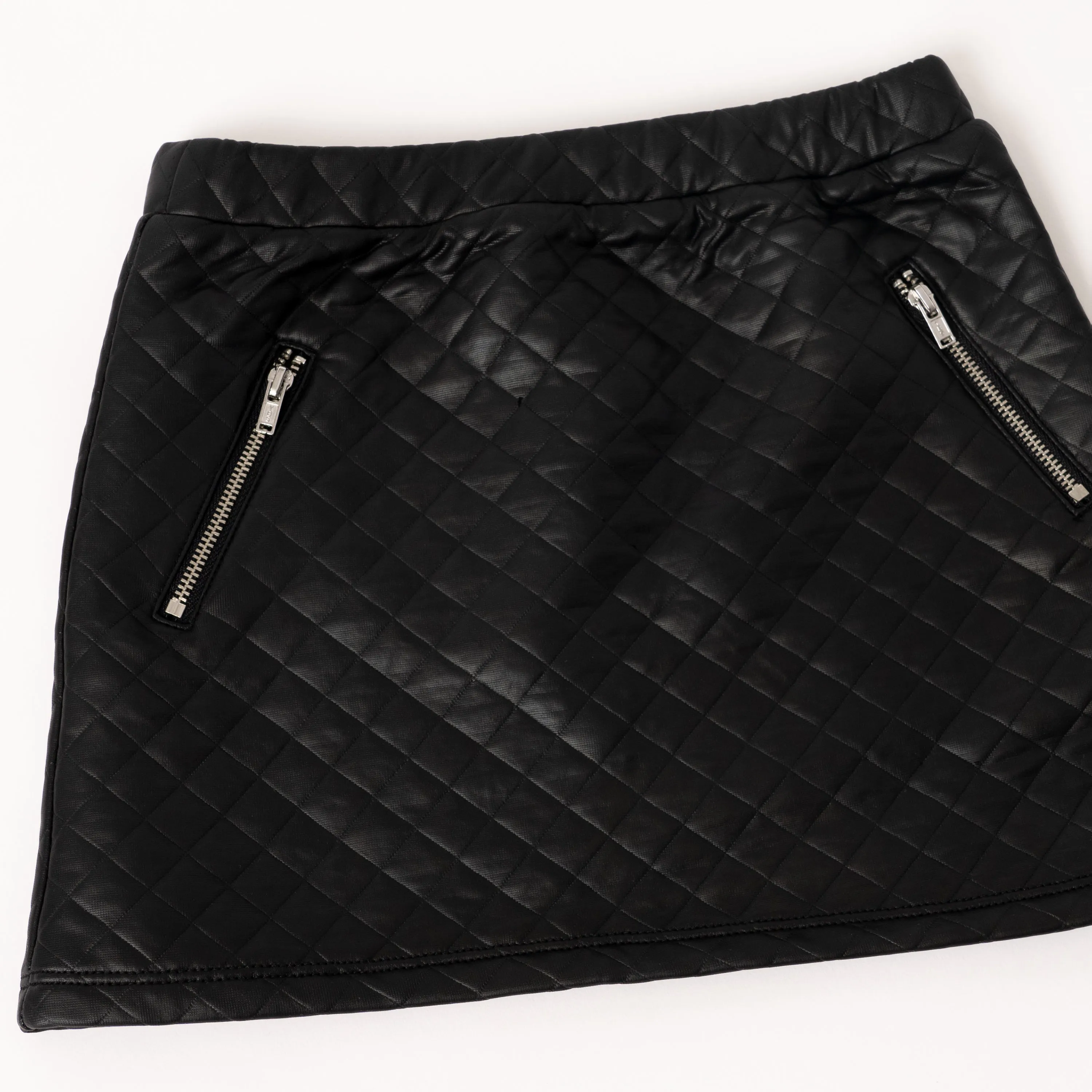 Quilted Pleather A-Line Skirt