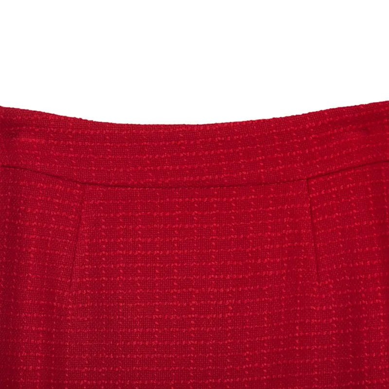 Red Tweed Midi Skirts