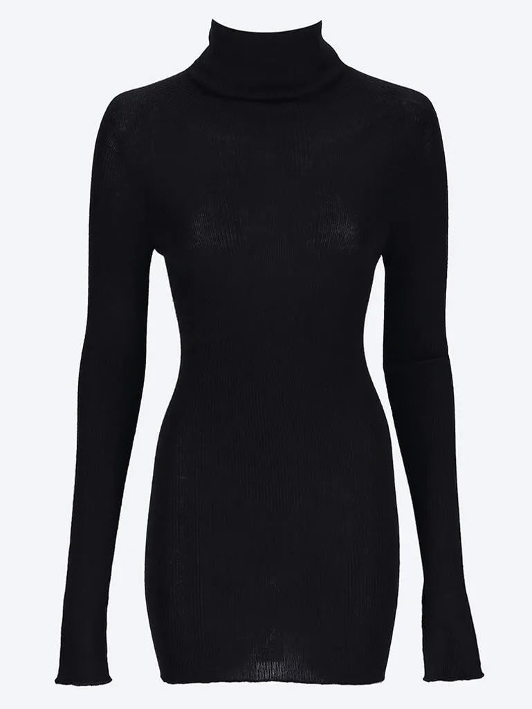 Ribbed tube turtleneck sweater