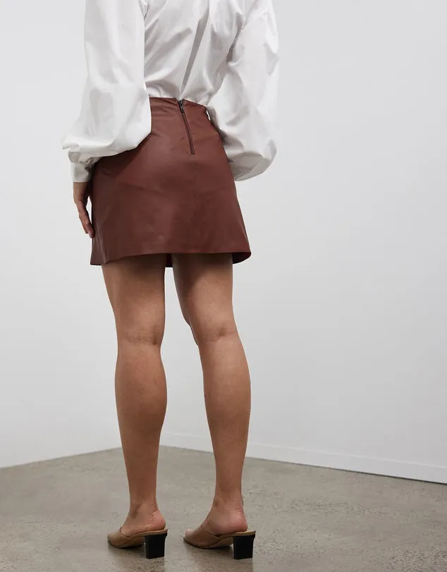 Rockefeller A-line Leather Skirt Sierra Leather