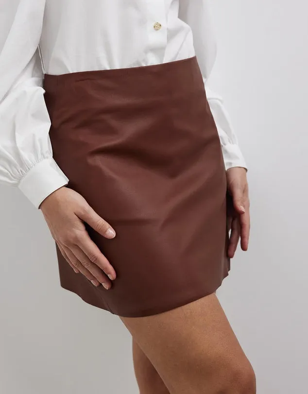 Rockefeller A-line Leather Skirt Sierra Leather