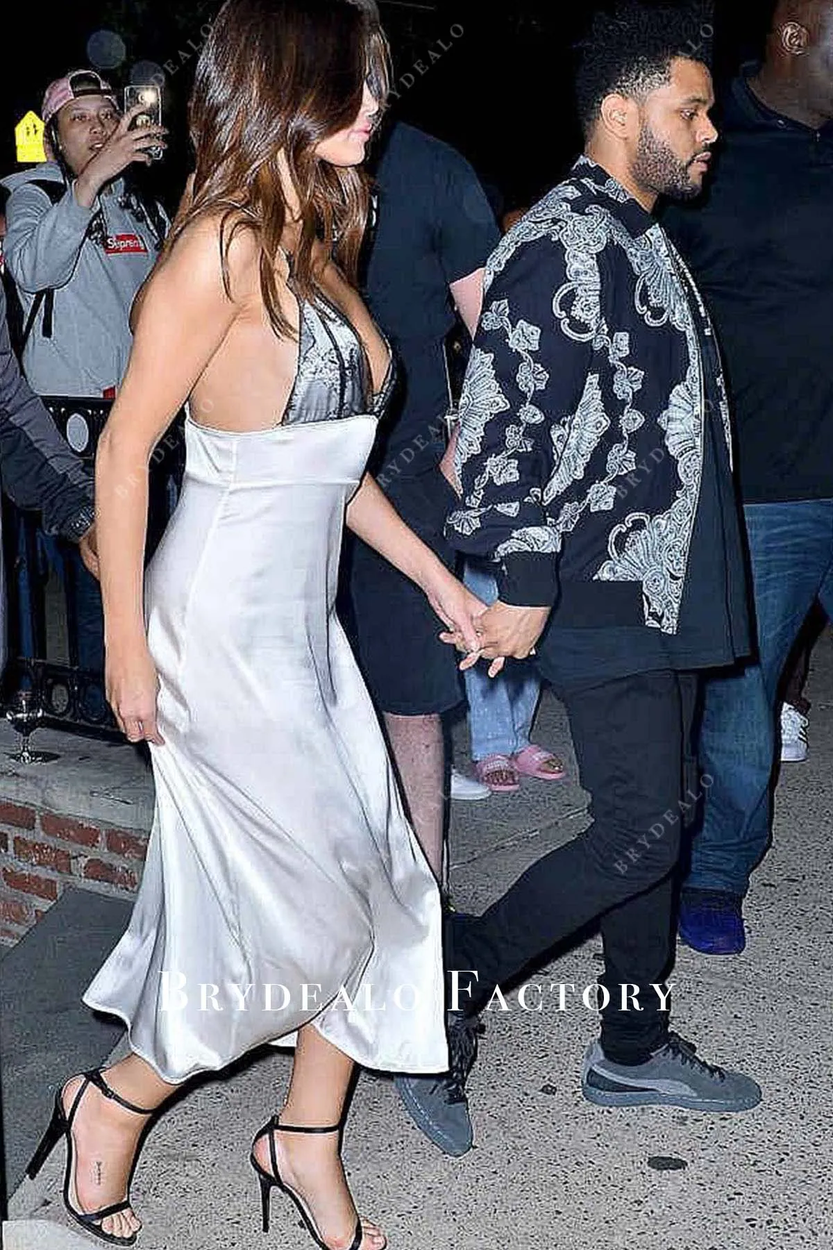 Selena Gomez Silver Silk 2017 Left Rao's Restaurant Dress