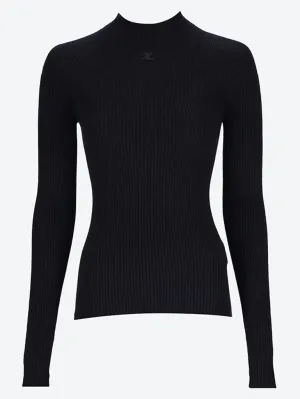 Solar light rib mockneck sweater