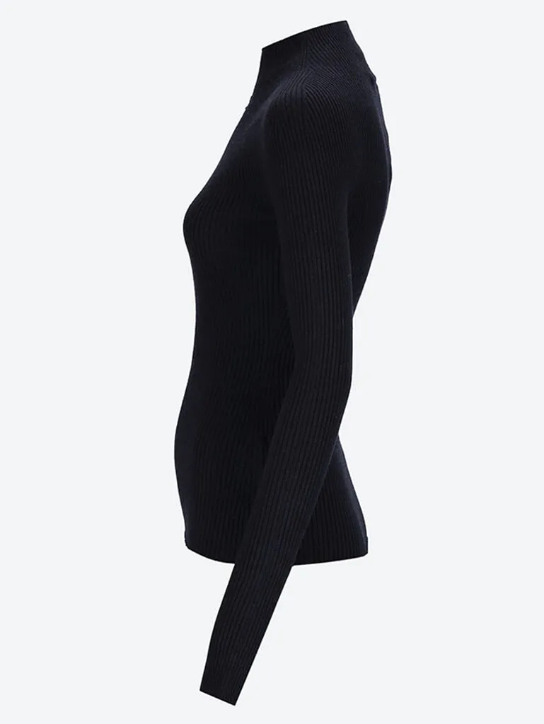 Solar light rib mockneck sweater