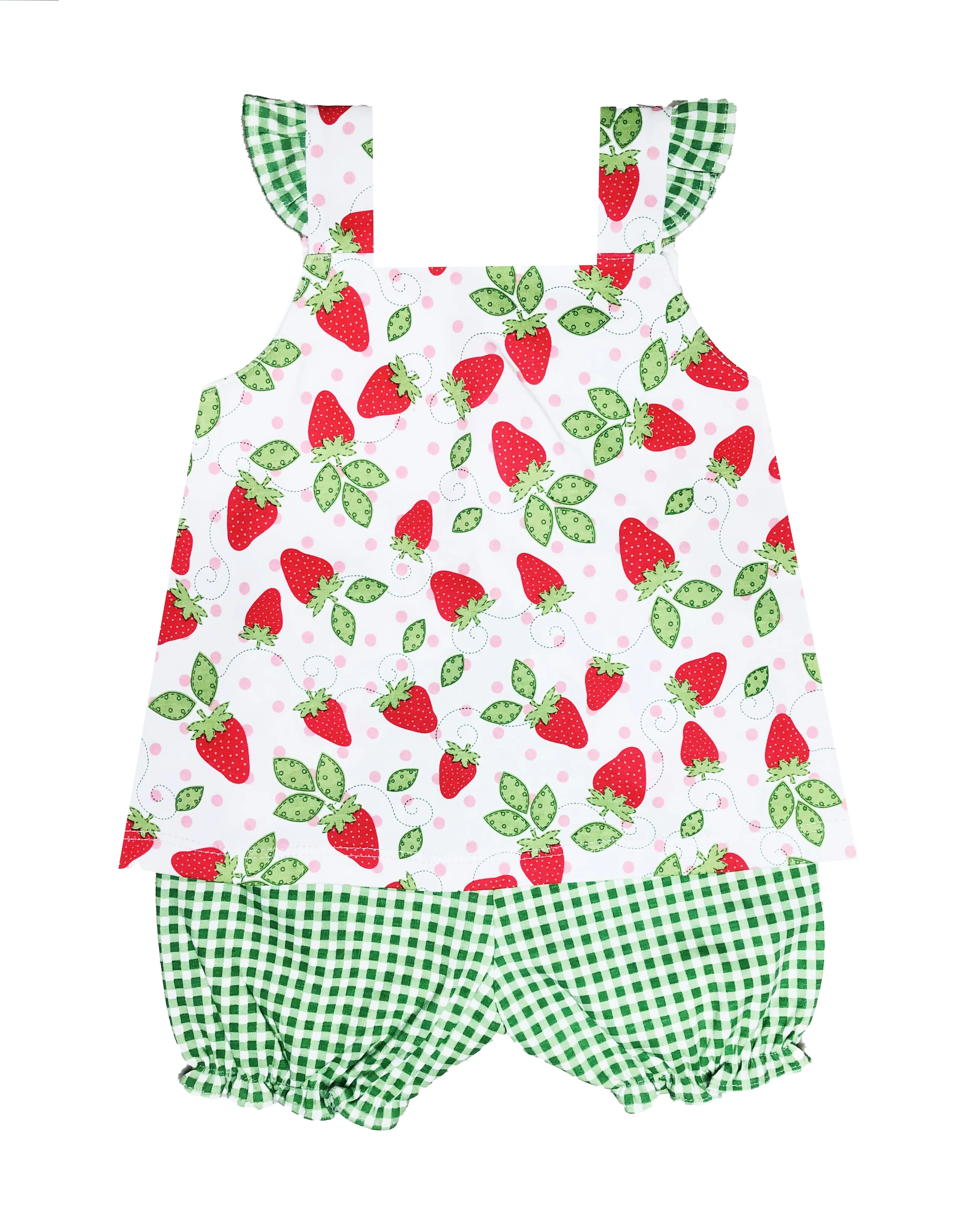 Spring "Strawberry Patch" Printed Girls Diaper Set