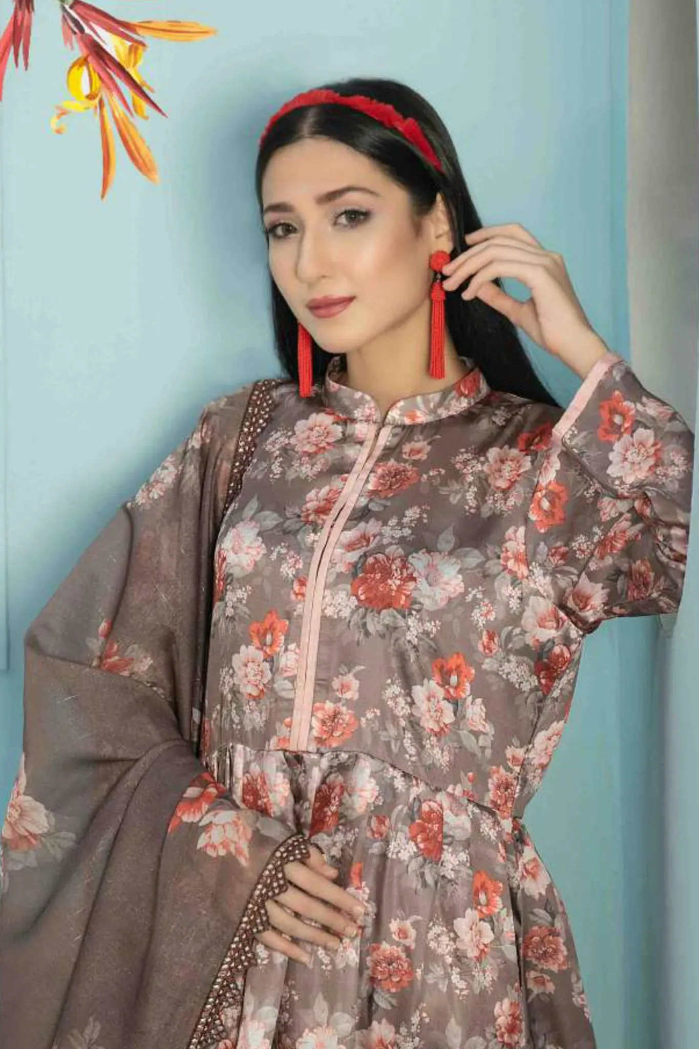 Tehreem by Tawakkal Unstitched 3 Piece Silk Digital Printed Collection'2022-T-7876