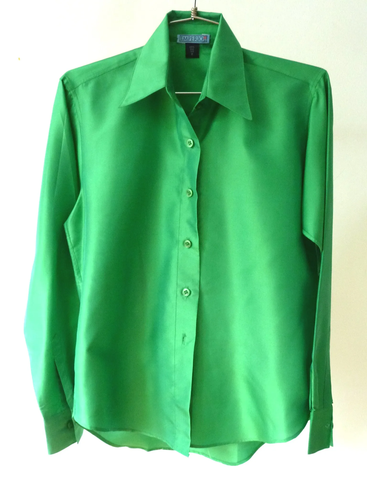 Thai Silk Button Down Shirt Kelly Green