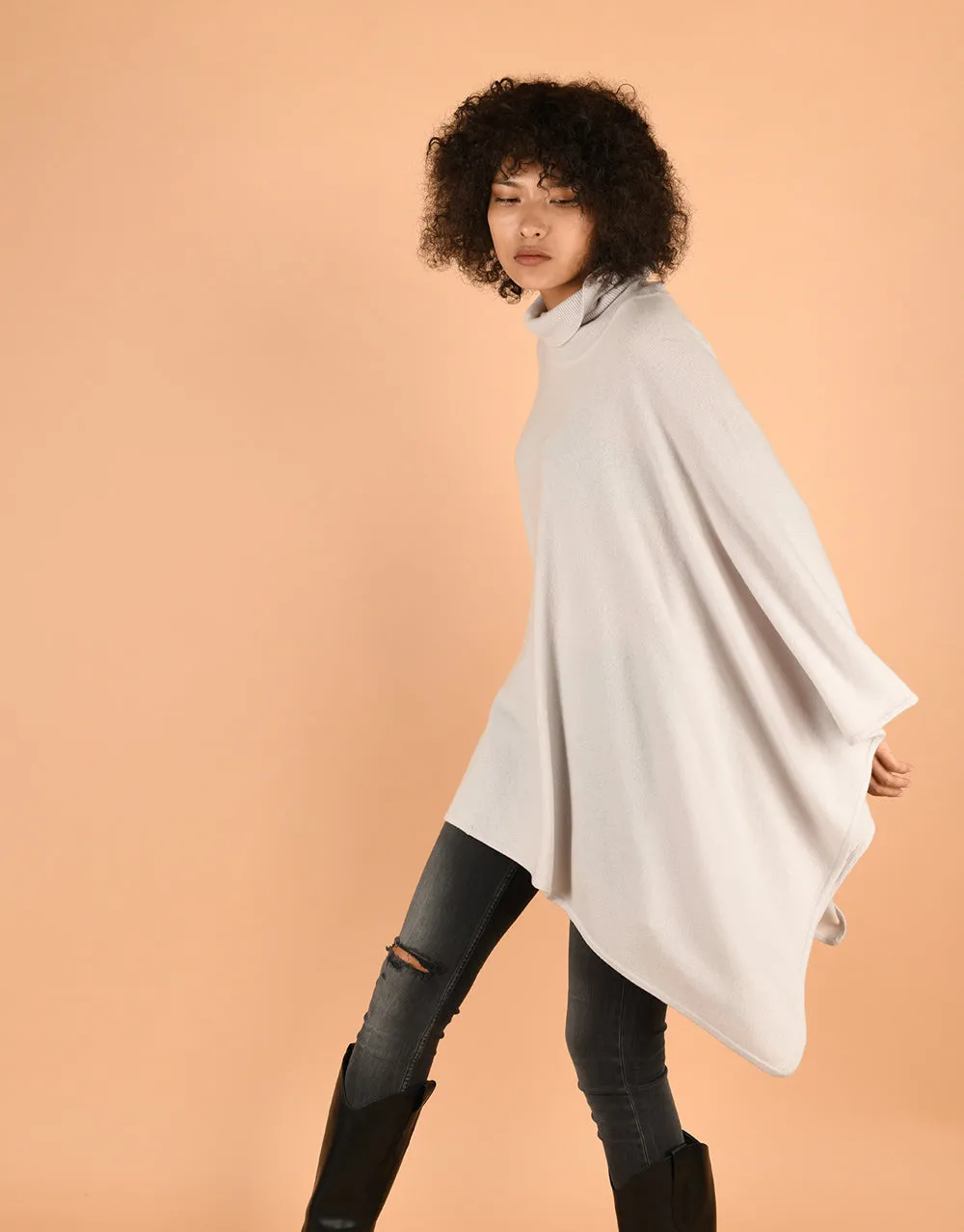 Turtleneck Poncho in Fog