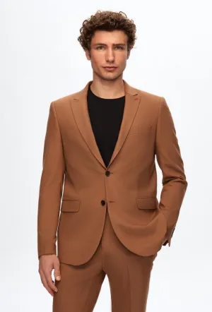 Twn Slim Fit Camel Dobby Suit