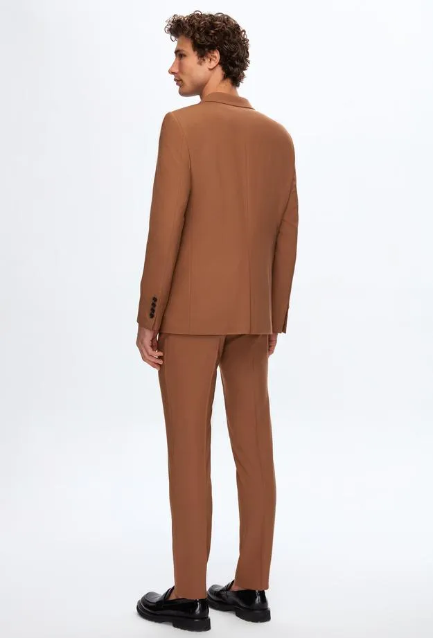 Twn Slim Fit Camel Dobby Suit