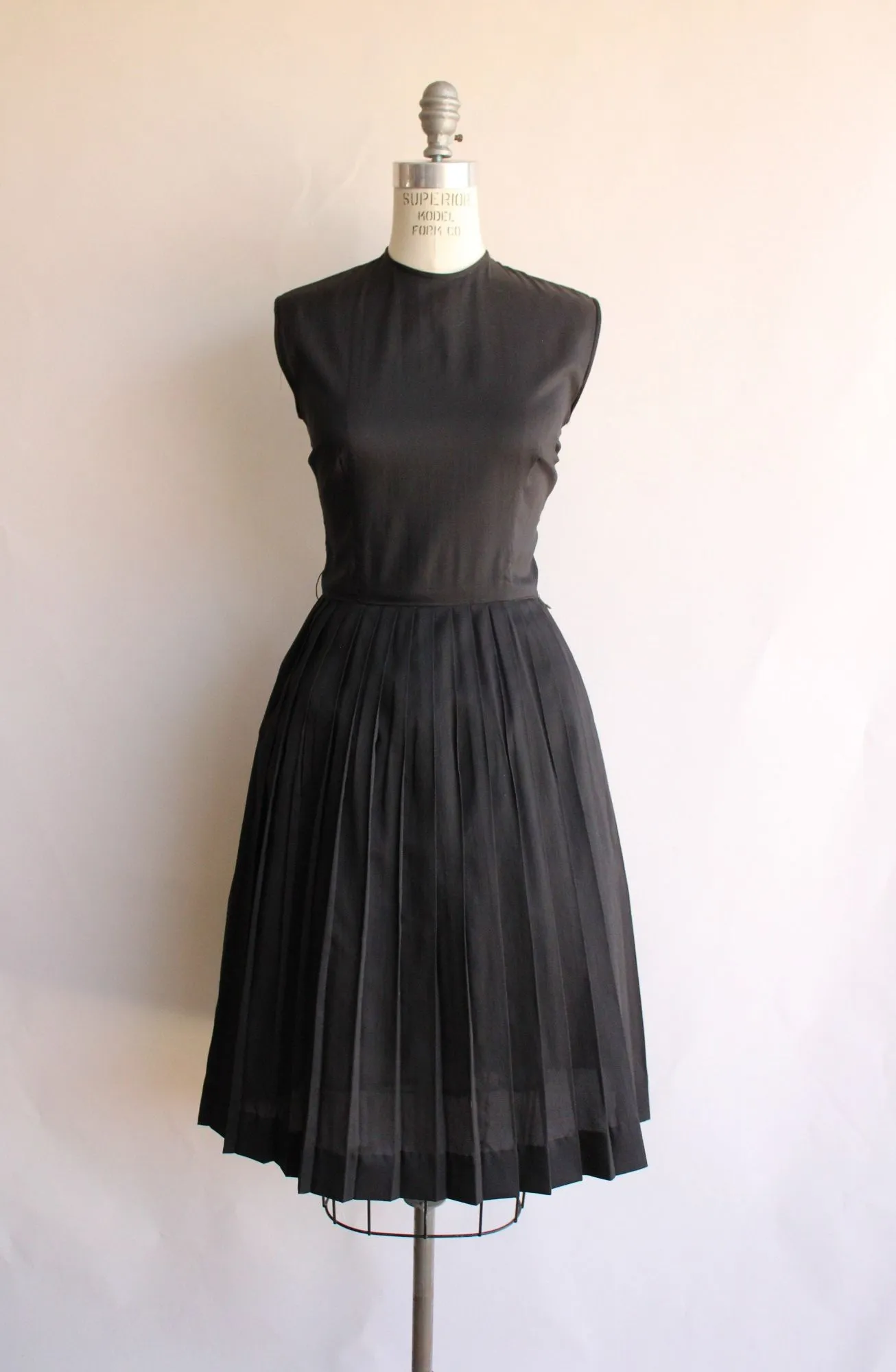 Vintage 1960s Black Rayon Fit and Flare Dress