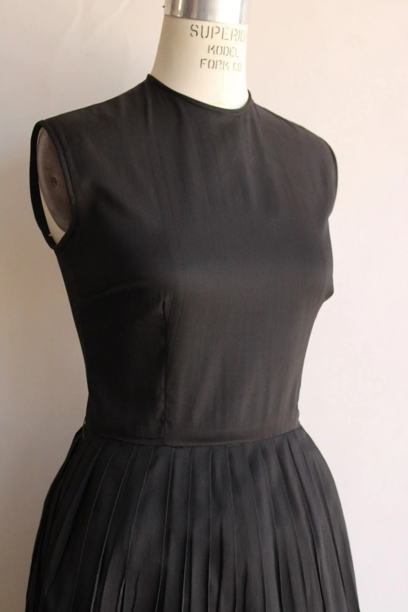 Vintage 1960s Black Rayon Fit and Flare Dress