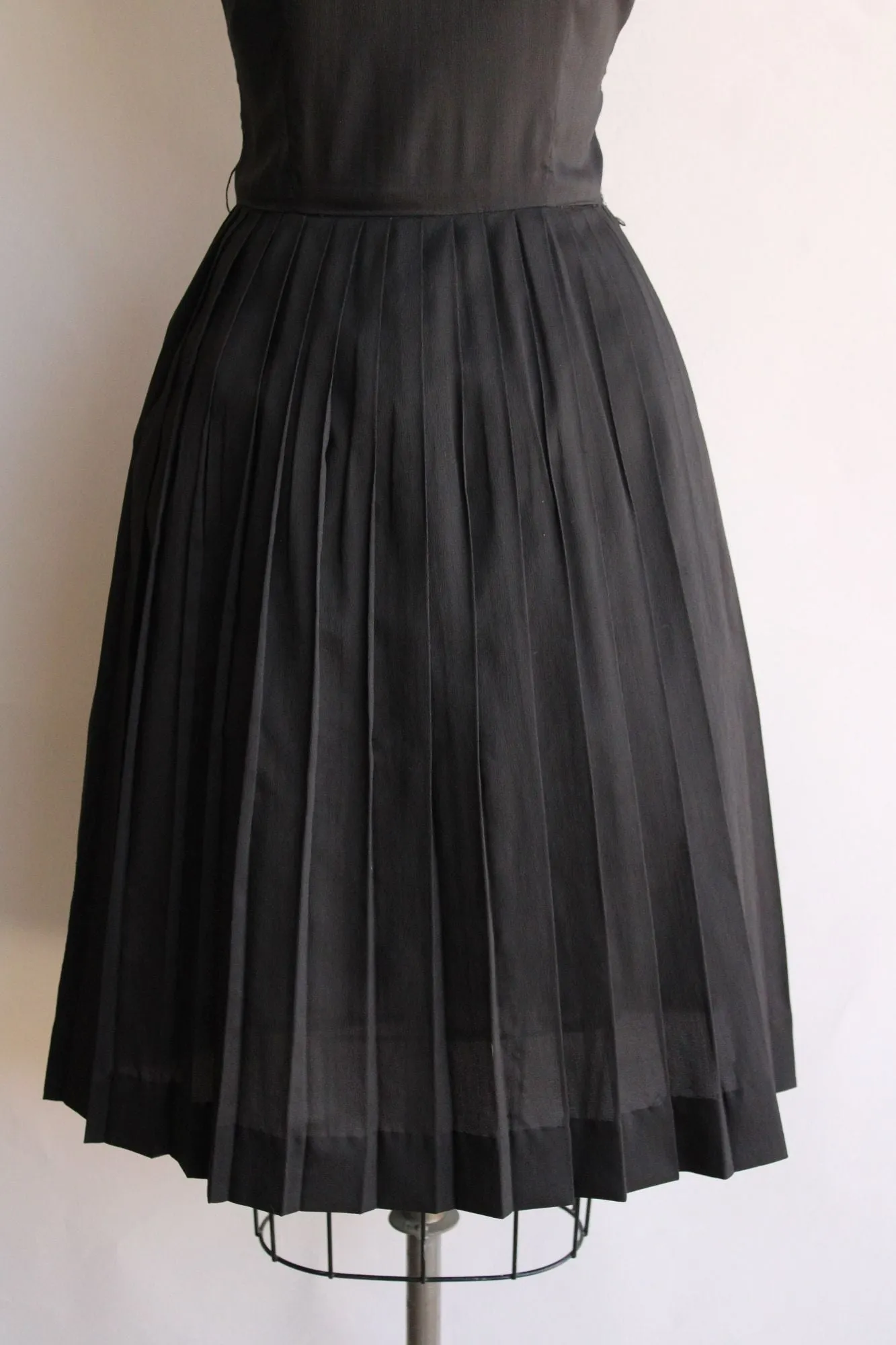 Vintage 1960s Black Rayon Fit and Flare Dress