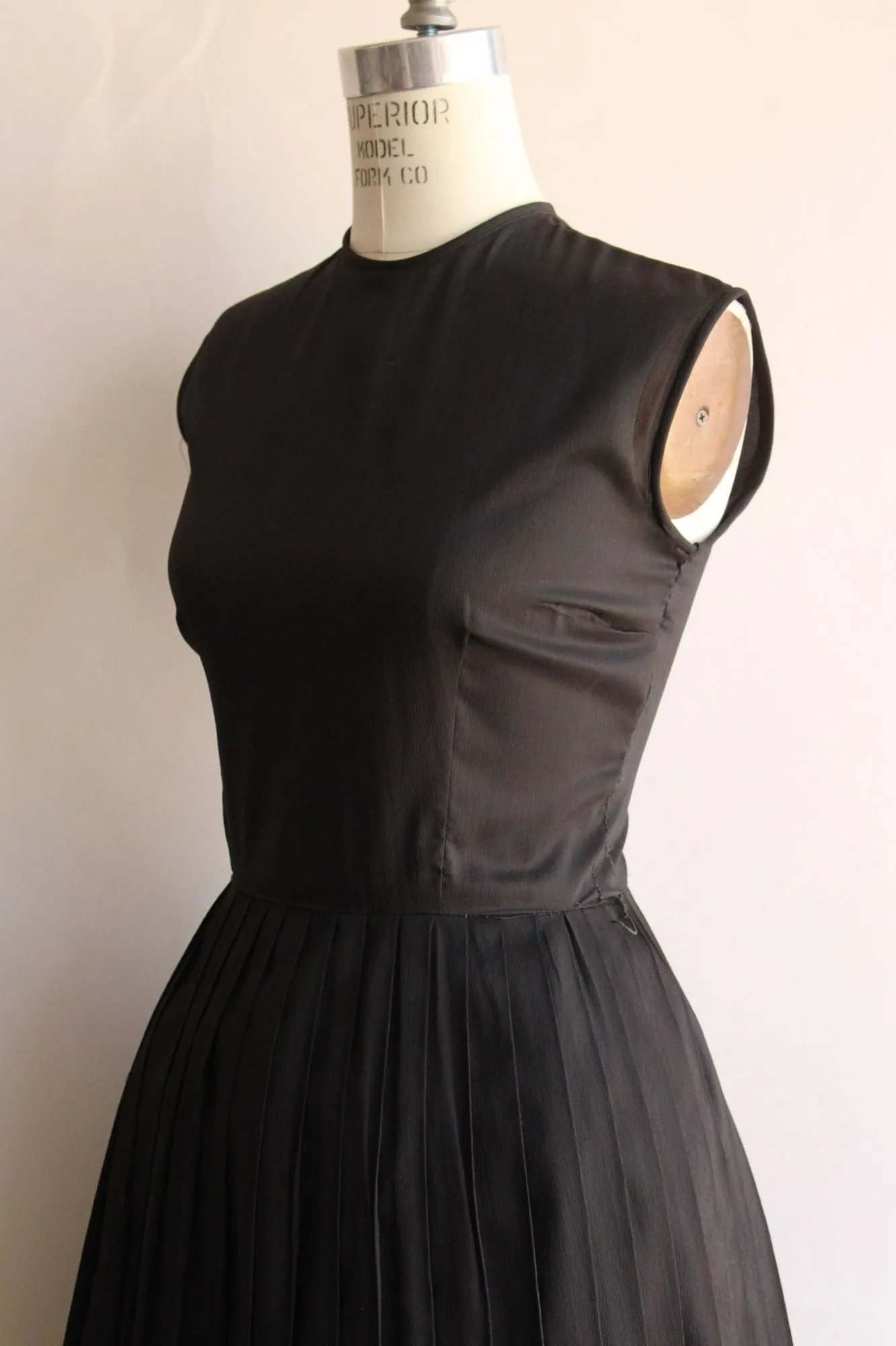 Vintage 1960s Black Rayon Fit and Flare Dress