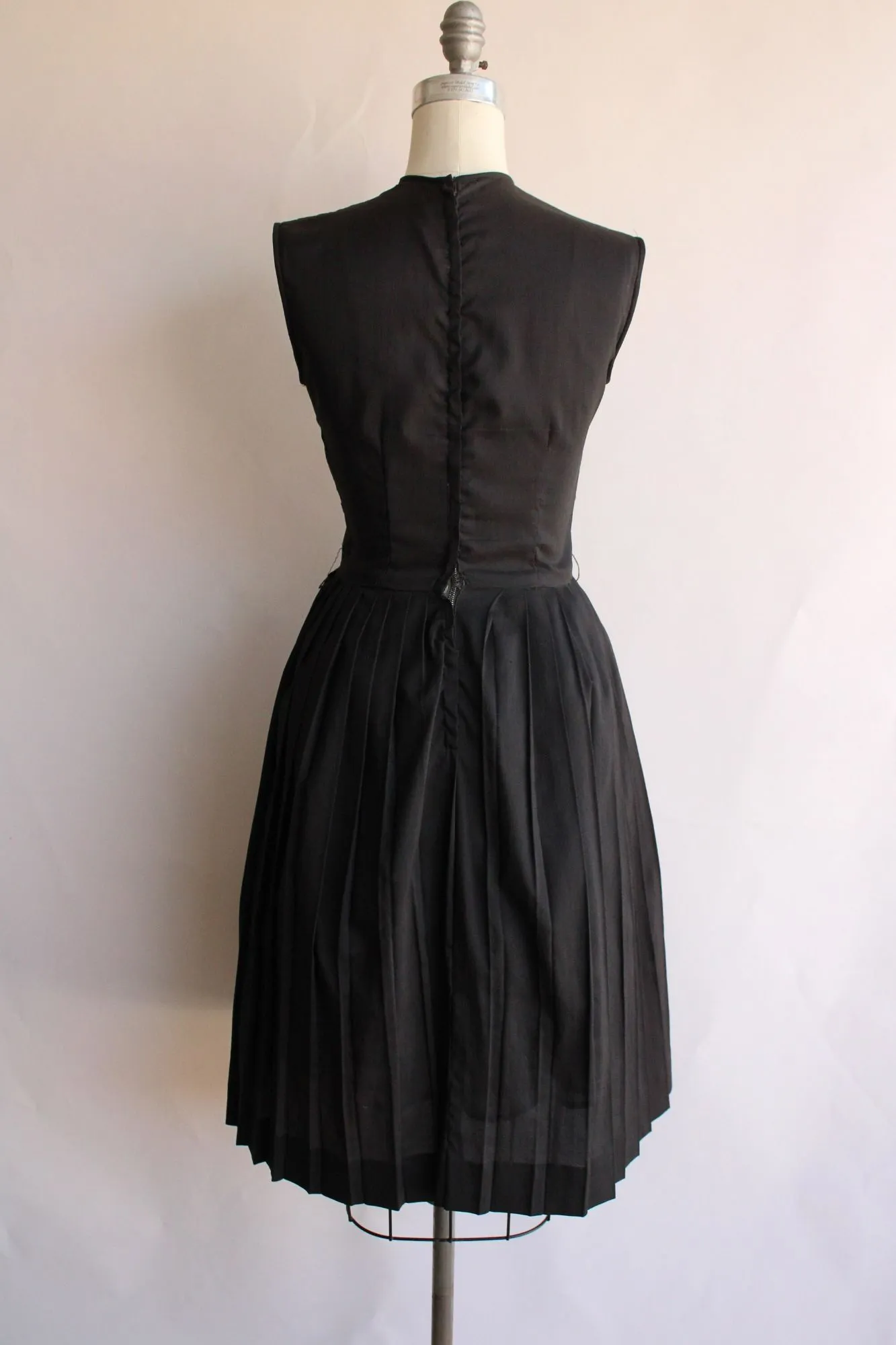 Vintage 1960s Black Rayon Fit and Flare Dress