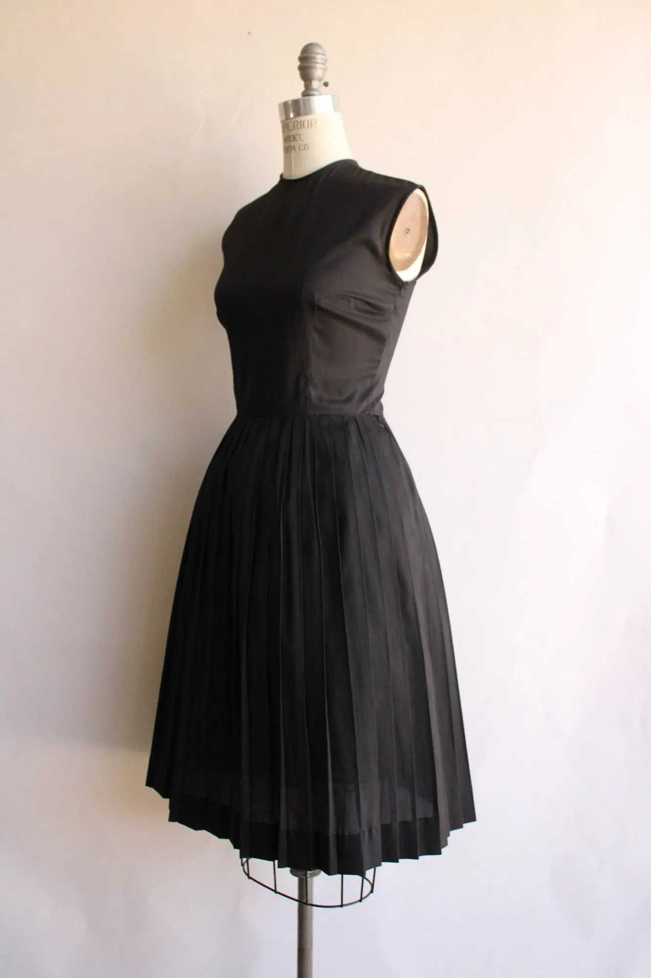 Vintage 1960s Black Rayon Fit and Flare Dress