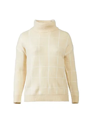 Window Pane Ivory Turtleneck Sweater