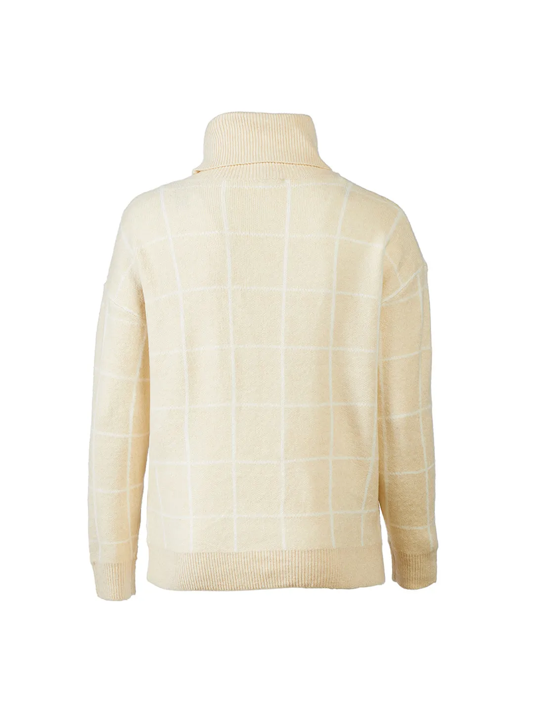 Window Pane Ivory Turtleneck Sweater