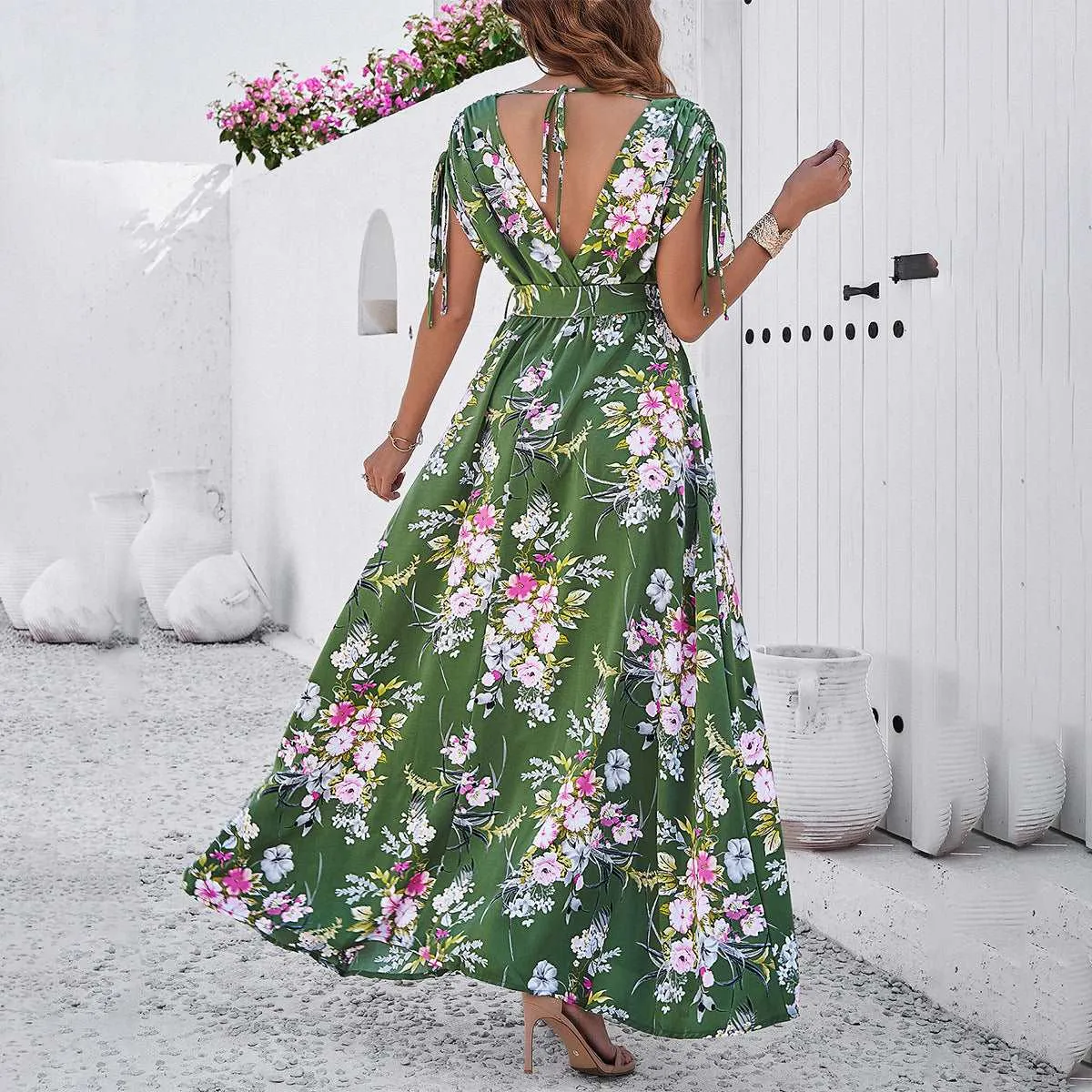 Women's Leisure Lace-up Long Swing Dress