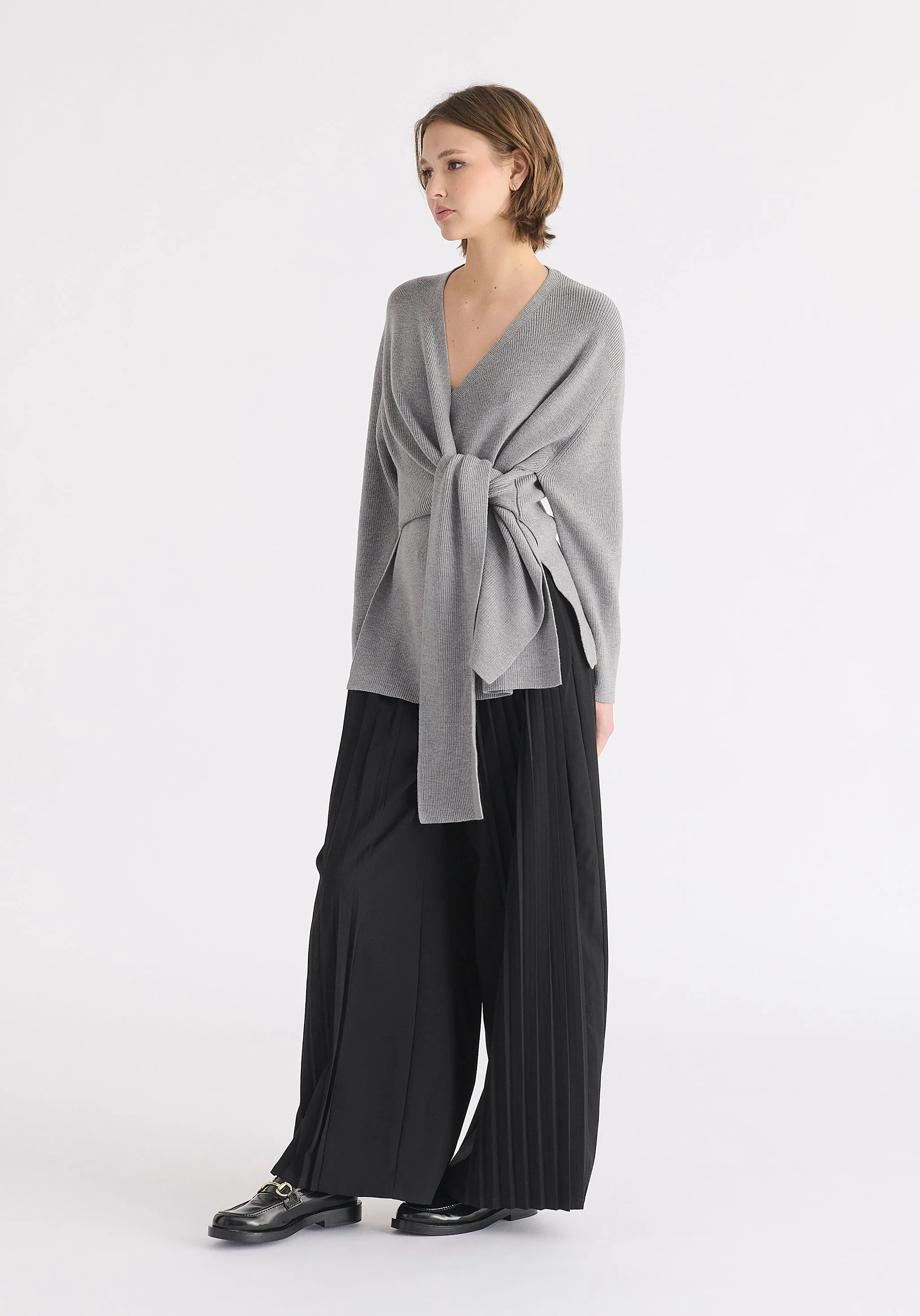 Wrap Side Tie Knit Jumper